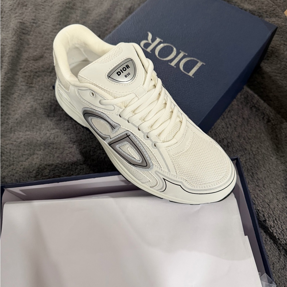 Dior Men's Cream and Gray Sneakers